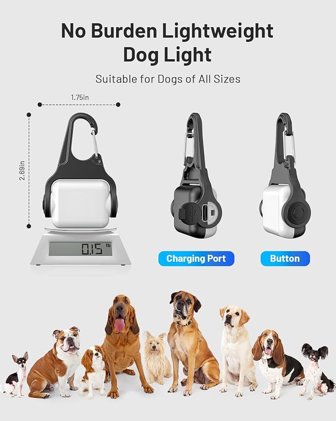 Dog Collar Light 2 Pack, Dog Lights for Night Walking 4 Modes, Waterproof Dogs Light Clip on