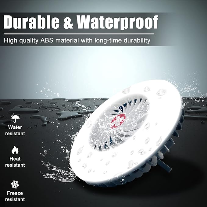 Portable Camping Fan with LED Lantern XTAUTO USB Rechargeable Waterproof Tent Fan with Hanging Hook