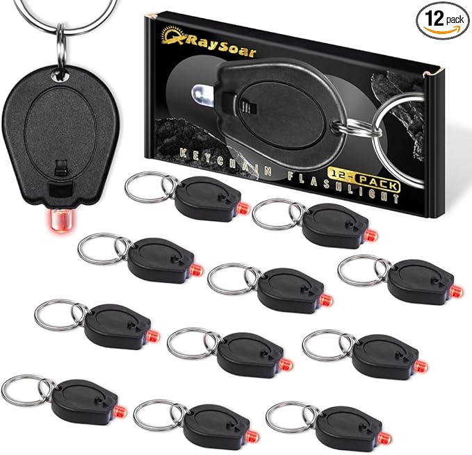12 Pack Ultra Bright Red LED Keychain Flashlight, Red Keychain Flashlight for Night Observation