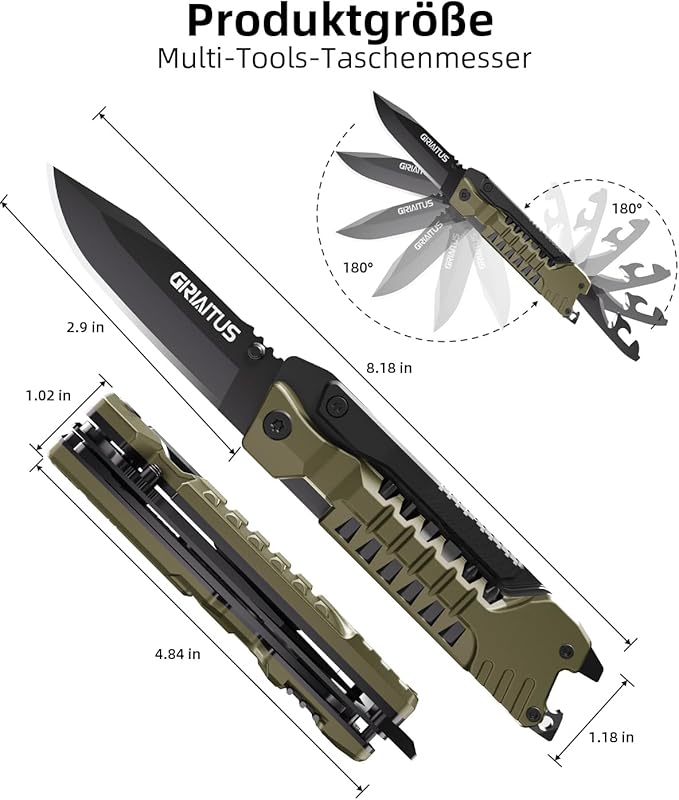 Multitool Knife, 17 in 1 Pocket Knife with Screwdriver, Fire Starter Sticks, Bottle Opener, Saw
