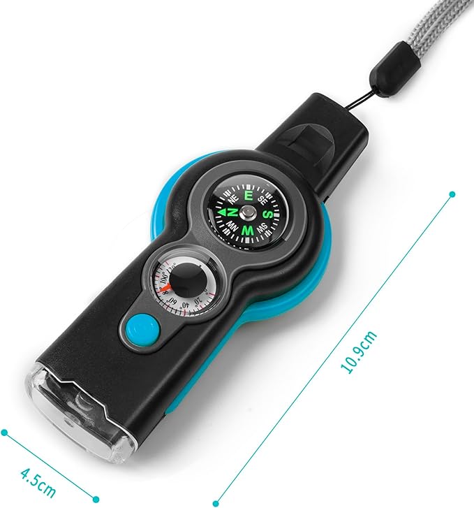 Emergency Survival Function Whistle, Outdoor Multifunctional Tool Safety Whistle with Lanyard