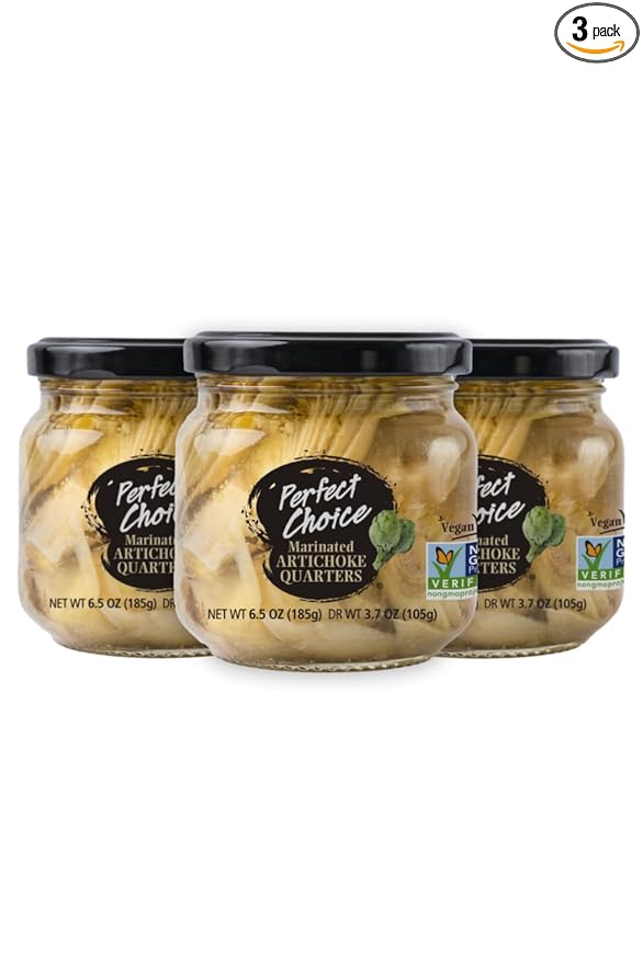 Perfect Choice Artichoke Quarters Marinated - Delicious artichoke for Salads, Pizzas & More - 6.5