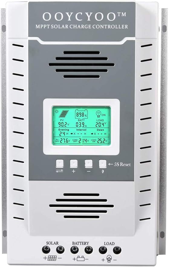 MPPT Charge Controller 100 amp 12V/24V Auto, 100A Solar Panel Charge Regulator with Blacklight LCD