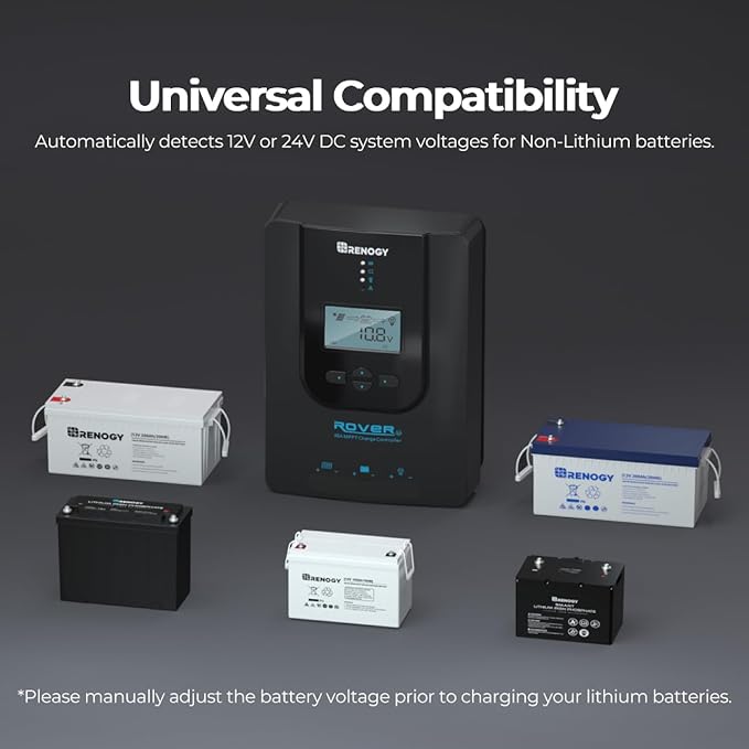 Renogy Solar Charge Controller (Bluetooth) - Rover 40A 12V24V Auto Parameter DC Input MPPT Charge