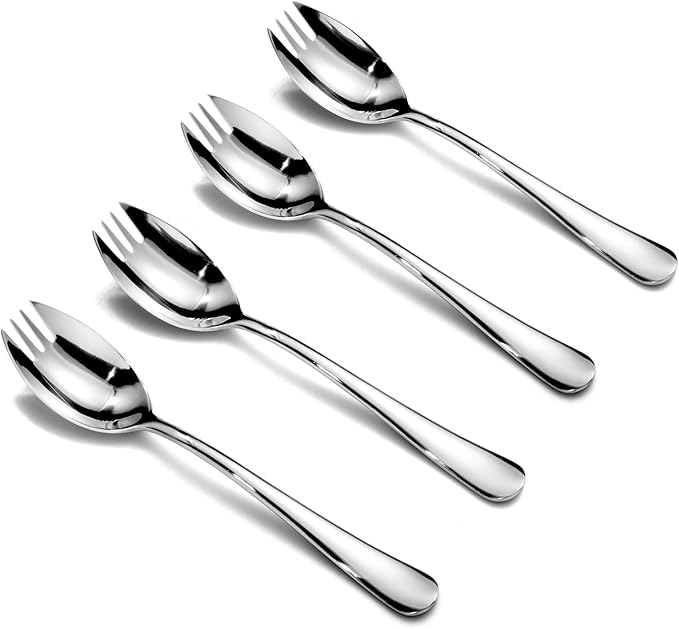 Alata Sporks, 12-Pack Food-grade Stainless Steel Sporks, 7.4 Inches Long Handle Salad Forks For