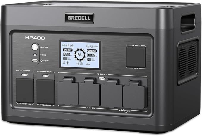 Portable Power Station 2400W, 1843Wh LiFePO4 Solar Generator UPS Home Battery Backup Power w/4