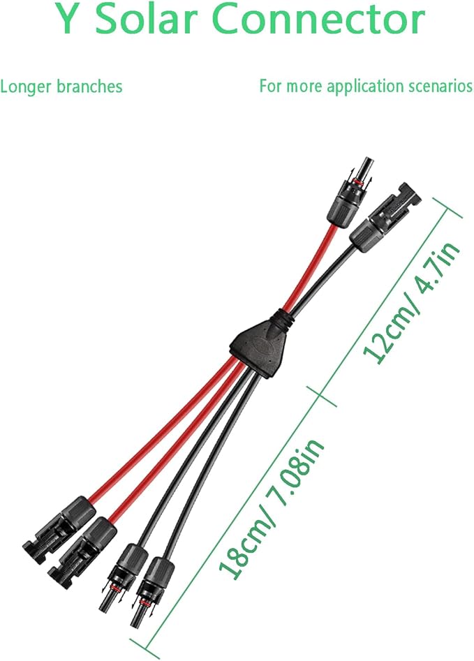 Solar Y Connector,Solar Y Branch Parallel Cable 2 to 4 Male Female Solar Connector Adapter,10AWG
