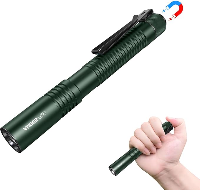 VTIGER T2A Compact EDC Flashlight,1500 High Lumens AA Rechargeable LED Flashlight, Super Bright