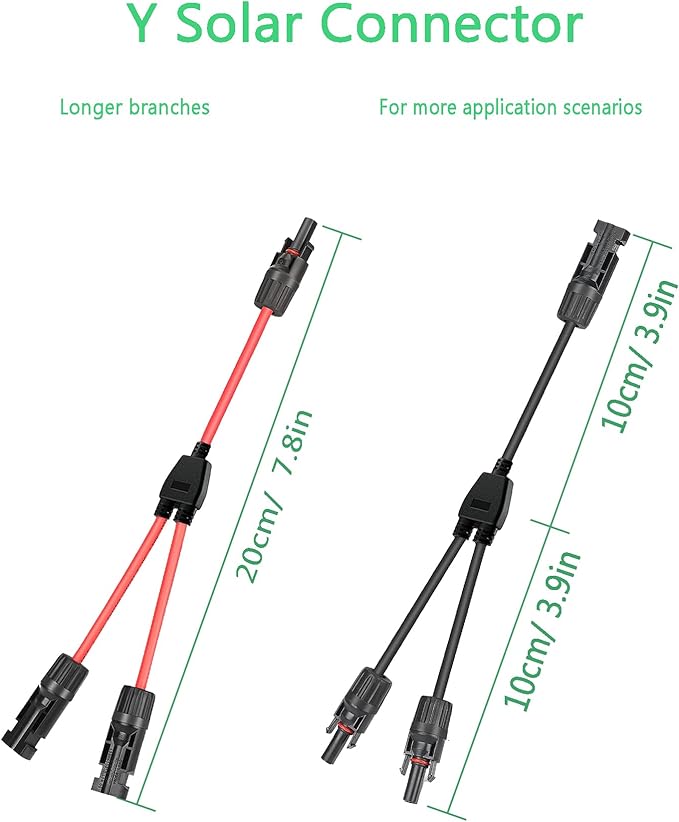 Y Solar Connector 1 to 2 Solar Y Branch Parallel Cable,Solar Male Female Connector Adapter,4 mm²