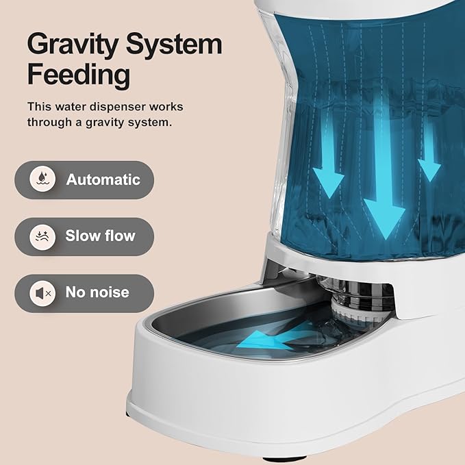 Gardner Pet Automatic Dog Water Dispenser Gravity Stainless Steel Water Waterer Feeder, 100%