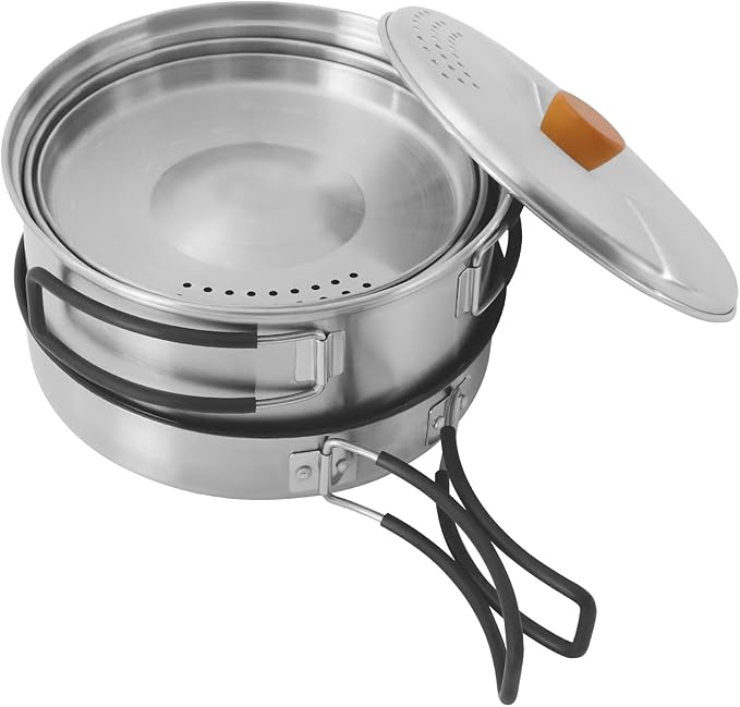 Camping Cookware Set, Camping Cooking Set,304 Stainless Steel Camping Pots &Frying Pan Set,Campfire