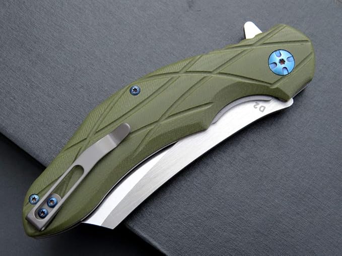 Eafengrow EF919 Folding Knife with Pocket Clip D2 Steel Blade G10 Handle EDC Tool Outdoor Knives