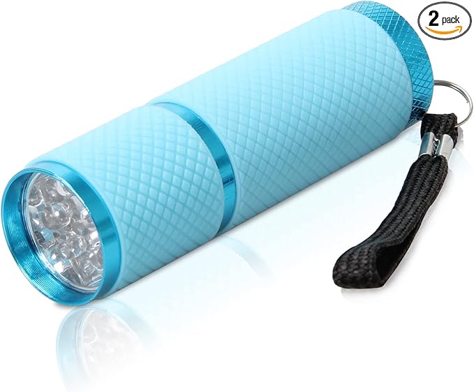 AHIER 9 LED Glow in Dark Flashlights, Rubber Coated Small Flashlights with Straps, Portable Handy
