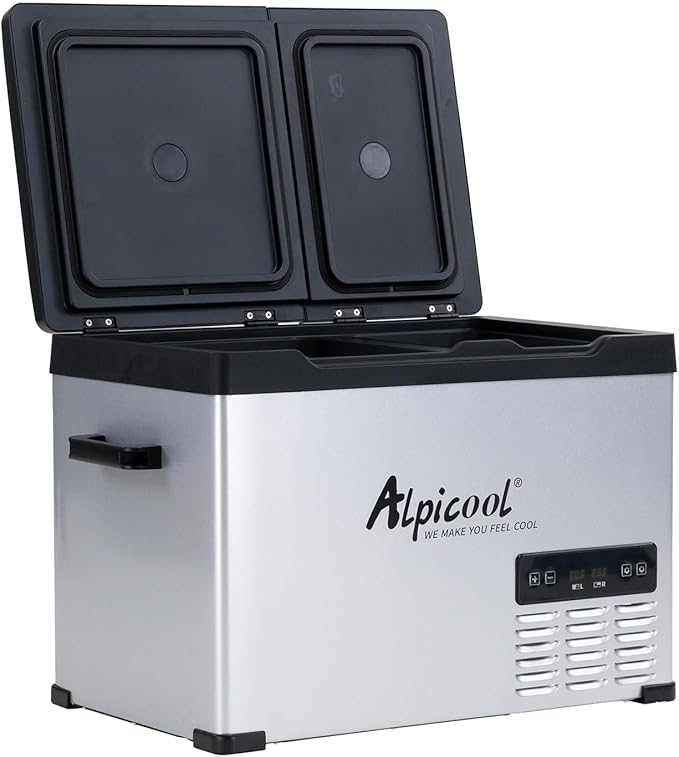 Alpicool CHS55 Dual Temperature Control 12 Volt Refrigerator 42 Quart Portable Car Fridge Freezer