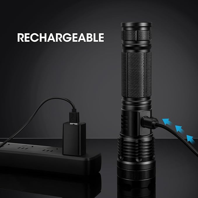 KINGCAESAR 3 Pack Flashlights 90,000High Lumens - Super Bright Rechargeable Flashlight with 5 Light