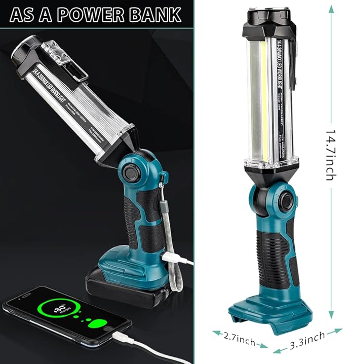 Cordless LED Work Light for Makita 18V Li-ion Battery, 35W 2000LM Outdoor Flashlight Portable