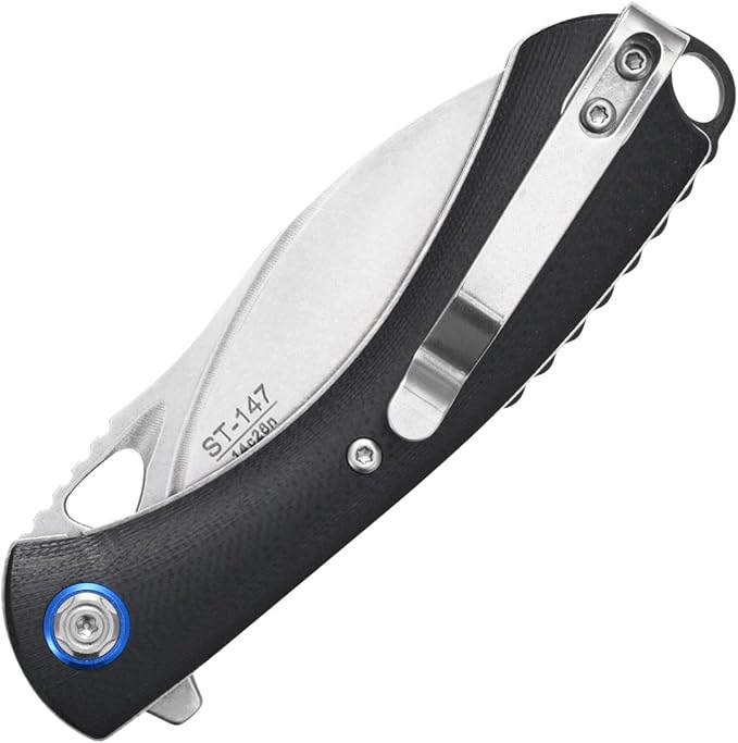 Sitivien ST147 Folding Pocket Knife,14C28N Steel Blade with G10 Handle Utility Knife EDC Tool Knife