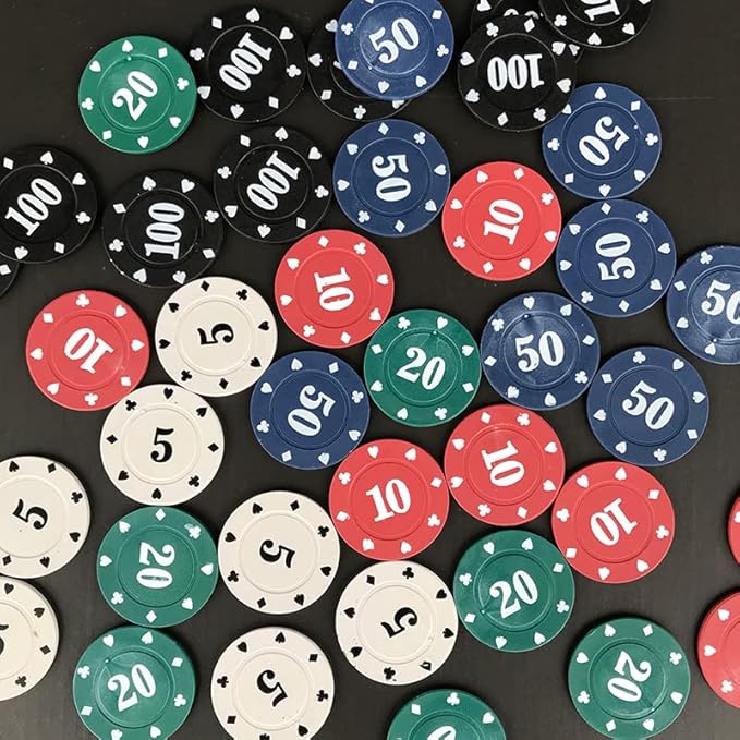 IXIGER Poker Chips,Denomination Poker Chips Set with Black Velvet Pouch Bag,Plastic Learning