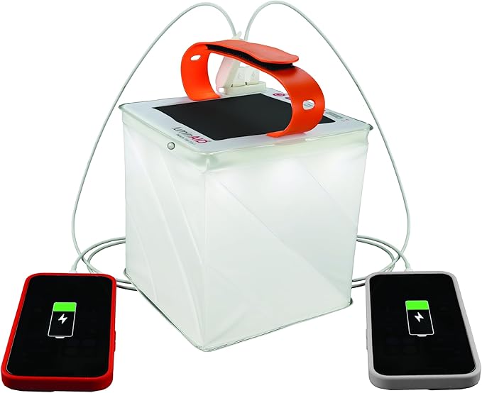 LuminAID Survivor Solar Lantern with Dual Phone Charger - Inflatable LED Lamp for Camping, Hiking
