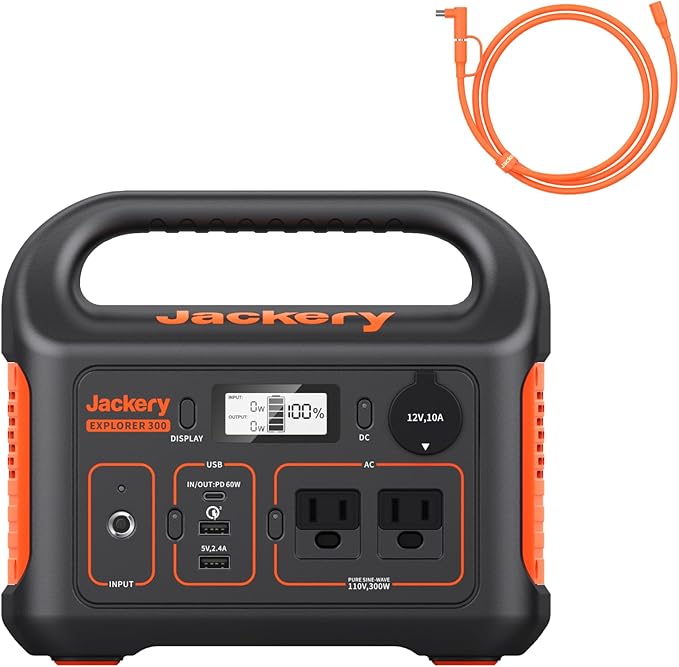 Jackery Portable Power Station Explorer 300 with 5 Meter Extension Cord, 293Wh Backup Lithium