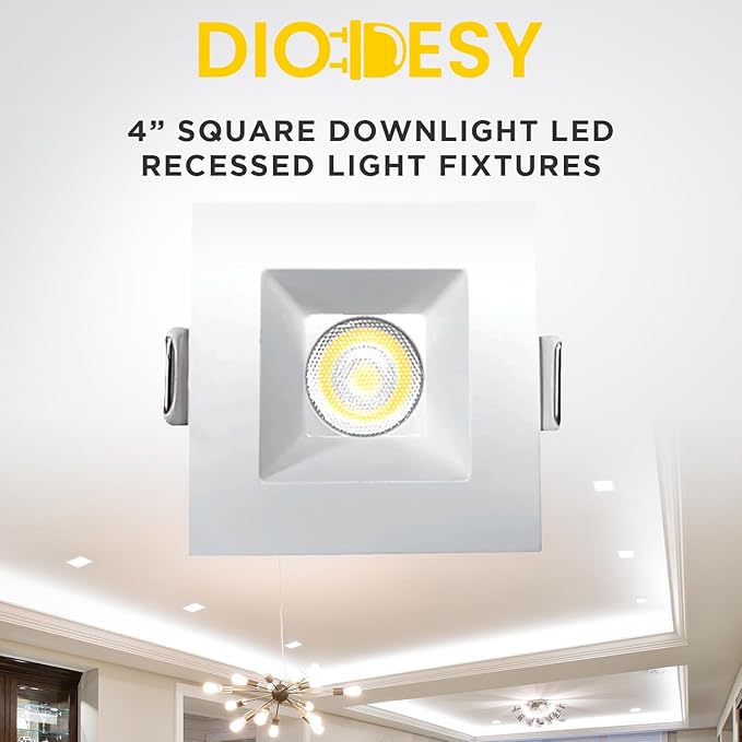 4-Inch LED Square Downlight Luminaire. Recessed Ceiling Light Fixture, 18-Watt, CCT 5 Color