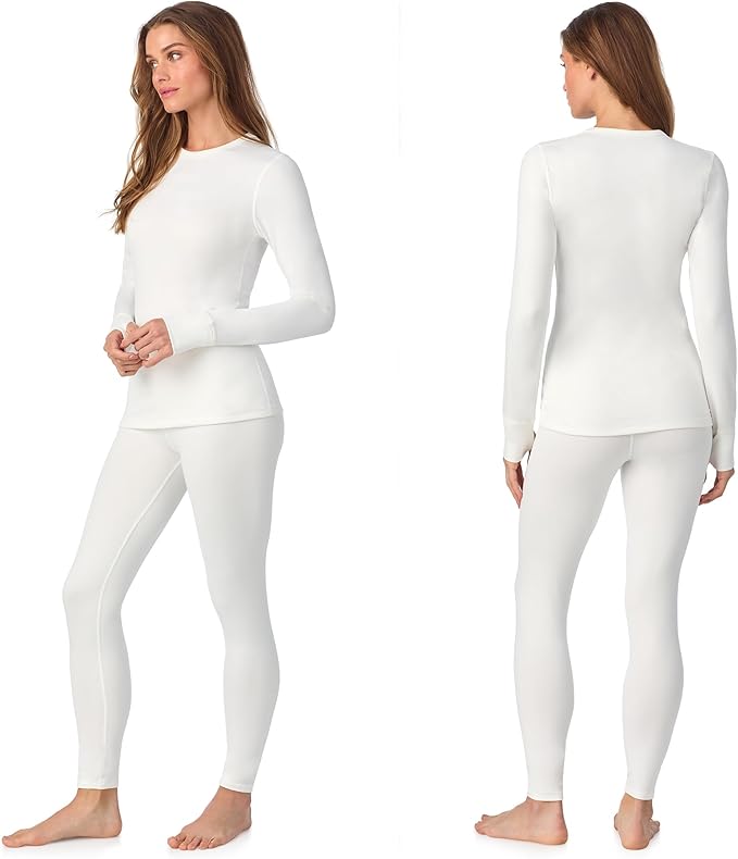 Cuddl Duds Womens Fleece Lined Thermal Base Layer Set – Long Sleeve Shirt & Leggings for Cold