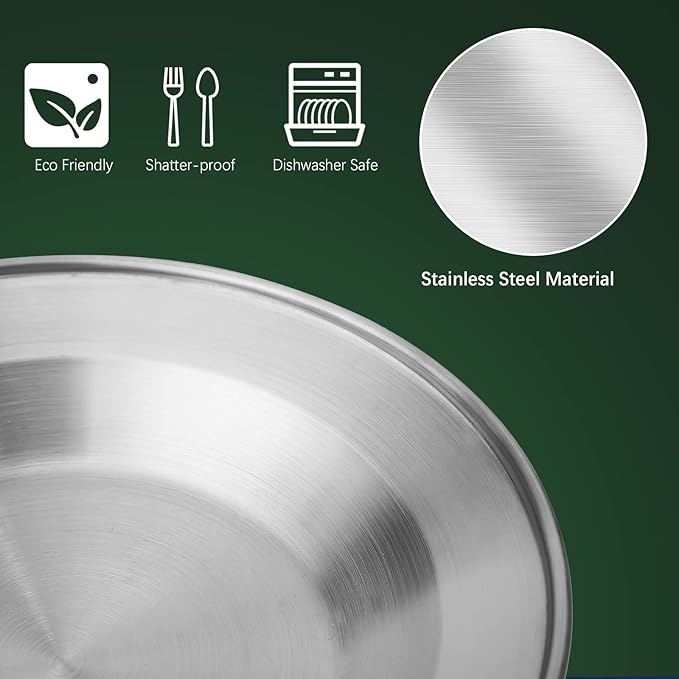 Stainless Steel Camping Cutlery Set - 8 Piece, Includes Spoons, Mugs, Bowls, Plates, Rags &