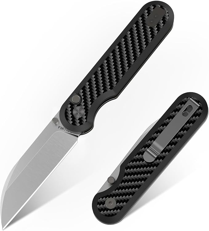 FINTISO Pocket Knife, 3" S35VN Blade EDC Knife with Carbon Fiber Handle, Folding Knife with Pocket