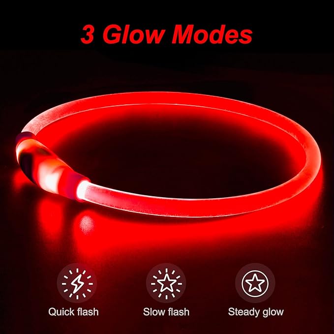 Light Up Dog Collar, Dlitk Rechargeable Cuttable LED Dog Collars, Pet Safety Light at Night Walking