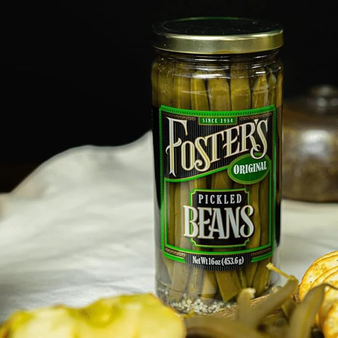 Foster's Pickled Green Beans in a Jar, Original, 16oz, 2 Pack, Traditional Pickled Vegetables
