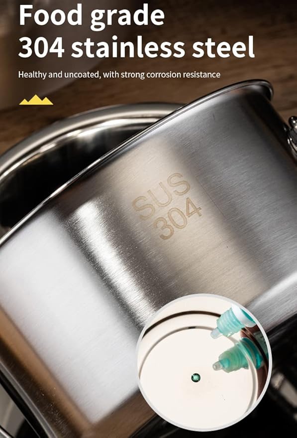 304 Stainless Steel Camping Cookware Set, Pots and Pans for Campfire Cooking, Includes Travel Tote