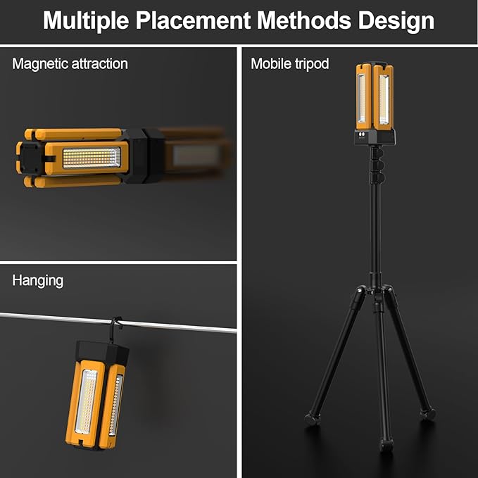 13200mAh Rechargeable Solar Work Light,IPX4 Waterproof with Folding Stand Support and Portable