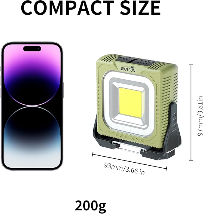 WARSUN 1000 Lumens Rechargeable Work Light ??Portable LED Camping Lantern with Tripod Mount, Type-C