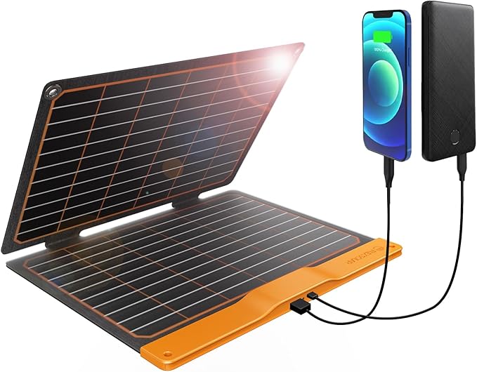 20W Small Solar Panel Charger 5V USB-A USB-C Foldable Portable Lightweight ETFE Power Emergency