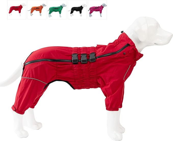 Dogs Waterproof Jacket, Lightweight Waterproof Jacket Reflective Safety Dog Raincoat Windproof