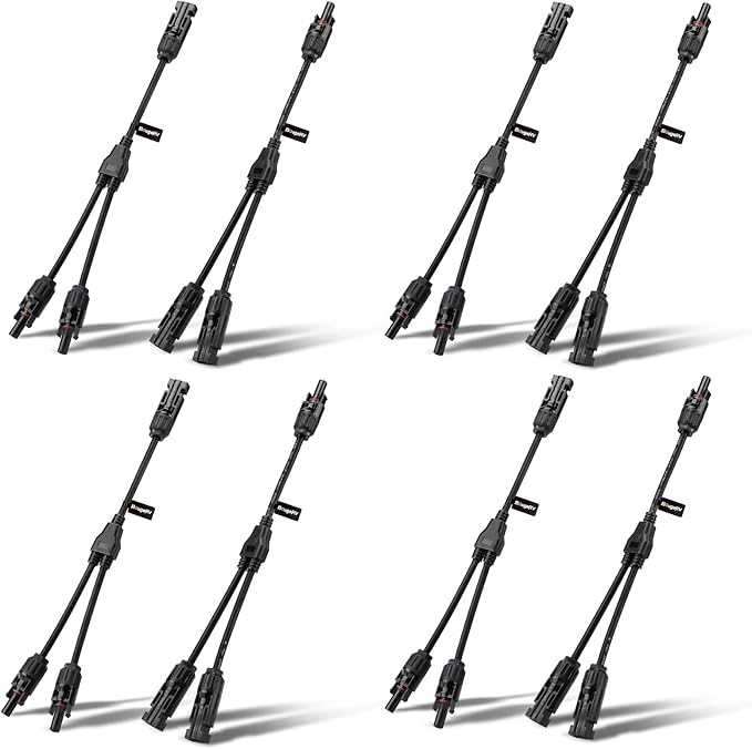 BougeRV 4 Pairs Solar Y Branch Connectors Solar Panel Parallel Adapter Cable 1 to 2 Wire Plug Tool