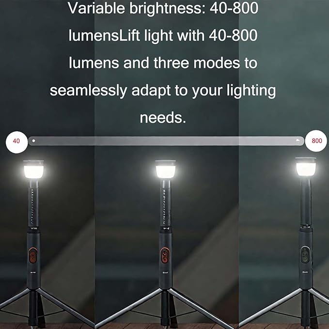 Telescopic Collapsible Camping Light - 800 Lumens, IP65 Waterproof, Remote Control, Magnetic Base