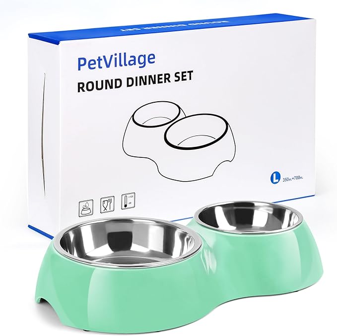 Elevated Dog Bowls Set - Non-Slip Raised Pet Feeder with Medium (2 Cups) & Large (4 Cups) Stainless