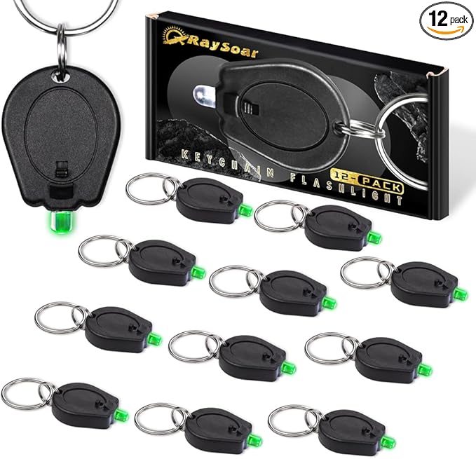 12 Pack Ultra Bright Green Light Keychain Flashlight, Mini Green LED, Green Keychain Flashlight for