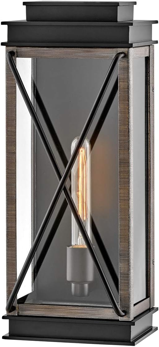 Hinkley Montecito Medium Wall Mount Outdoor Lantern - Modern, 1-Light, Aluminum, Clear Glass