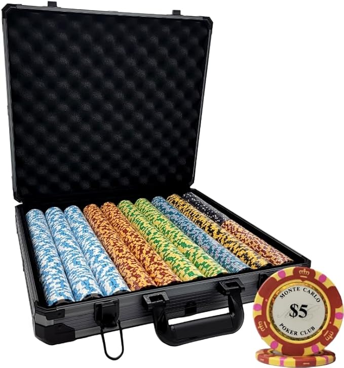 1000 pcs 14g Monte Carlo Poker Club Poker Chips Set with Deluxe Black Case Custom Build