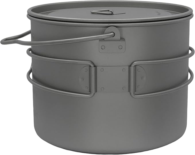 Kuvik 1600ml (54 oz) Titanium Pot with Bail Handle - Ultralight and Compact Pot for Backpacking