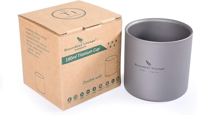 Boundless Voyage 3 in 1 Double Walled Titanium Cup Heat Resistant Mini Tea Drink Cup Outdoor