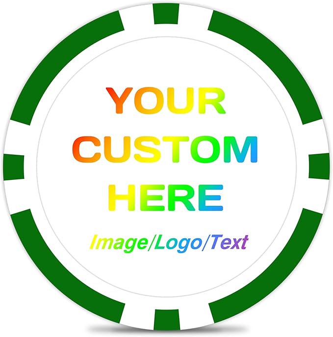 50-500 Custom Poker Chips, 11.5g Casino Size Clay Chips, Upload Your Image or Text for
