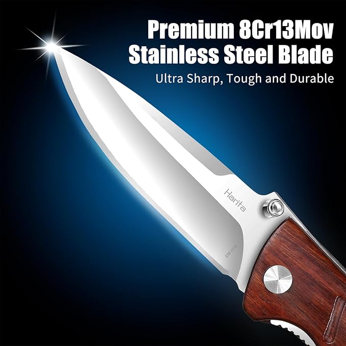 Harita Pocket Knife Folding Knife EDC Knife with Pocket Clip, 2.76 inch 8Cr13MoV Steel Blade