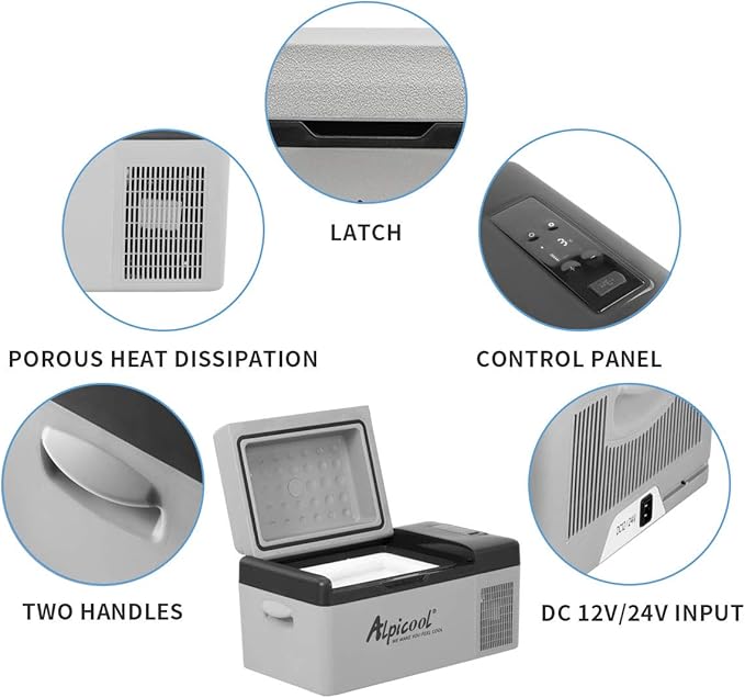 Alpicool C20 portable compressor fridge freezer 21Quart(20Liter) for car and home - 12V/24V DC and