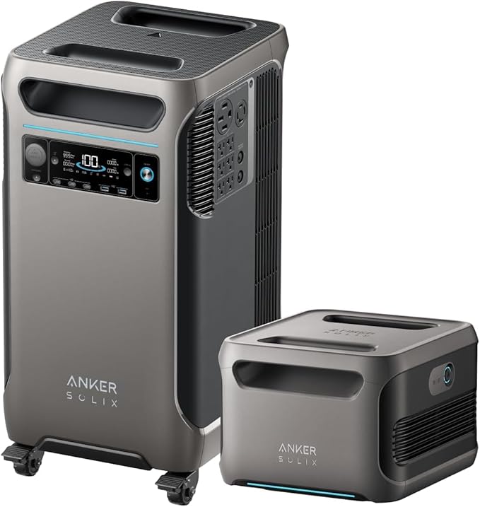 Anker SOLIX F3800 Portable Power Station and BP3800 Expansion Battery, 7.68kWh LiFePO4 Batteries