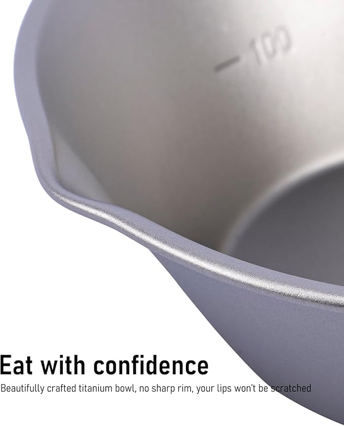 iClimb Titanium Bowl with Foldable Handle Ultralight Compact Portable Flatware Tableware with Bag