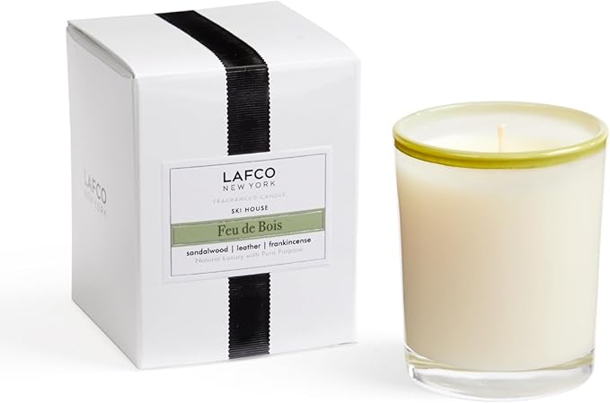 LAFCO New York Votive Candle, Feu de Bois - 1.9 oz - 20-Hour Burn Time - Reusable Glass Vessel