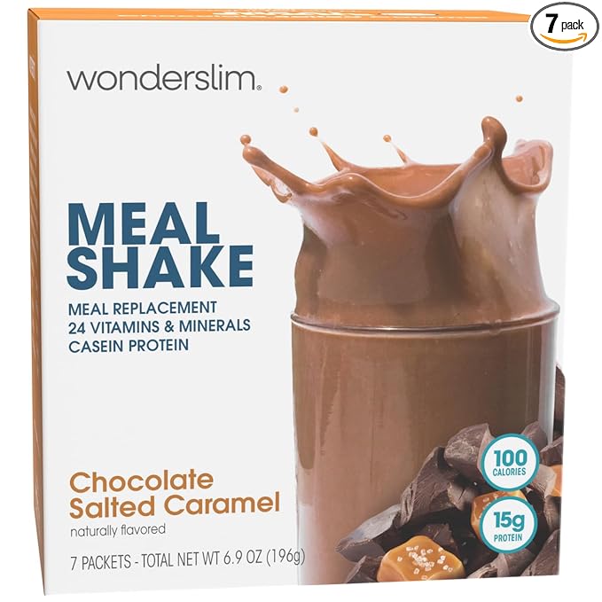 WonderSlim Meal Replacement Shake, Chocolate Salted Caramel, 15g Protein, 24 Vitamins & Minerals